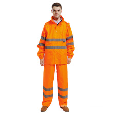 High Visibility Reflective Safety Waterproof Rain Coat with hood for Road Warning Reflective Safety Jackets